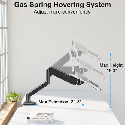 ErgoFocus  Laptop Stand Desk Mount, 2 in 1 Function, Single Monitor Mount  Fits Max 17" Notebook and 32" Computer Screen, Gas Spring Arm with Laptop Tray, Holds up to 17.6lbs