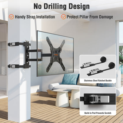 ELIVED Outdoor Pillar TV Mount for Most 26"-60" TVs, Column TV Mount Weatherproof for Gazebo Patio Pergola, No Drill tv Bracket Swivel and Tilt, Fits Multi-Shaped Poles, Max VESA 400x400mm, 77 Lbs.