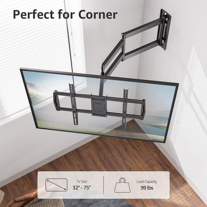 HOMOUNT Long Arm TV Wall Mount for Most 42-75 Inch TVs, 37.9" Full Motion Corner Wall Mount TV Bracket with Extension & Tilt & Swivel Articulating Arm, Max VESA 600x400mm and Up to 99 lbs