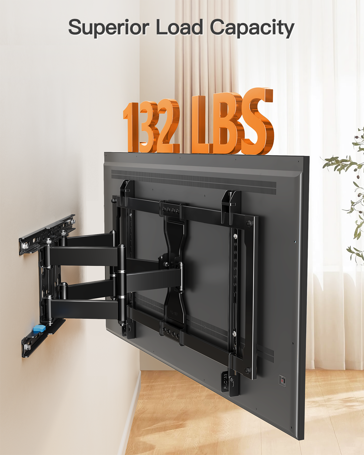 ELIVED Ultra Slim TV Mount for Most 37-90 inch tvs, Holds up to 132 lbs, Full Motion TV Wall Mount Swivel and Tilt, 1.1" Low Profile TV Mount, Wall Mount Bracket Max VESA 600x400mm, Fits 12"/16"Studs