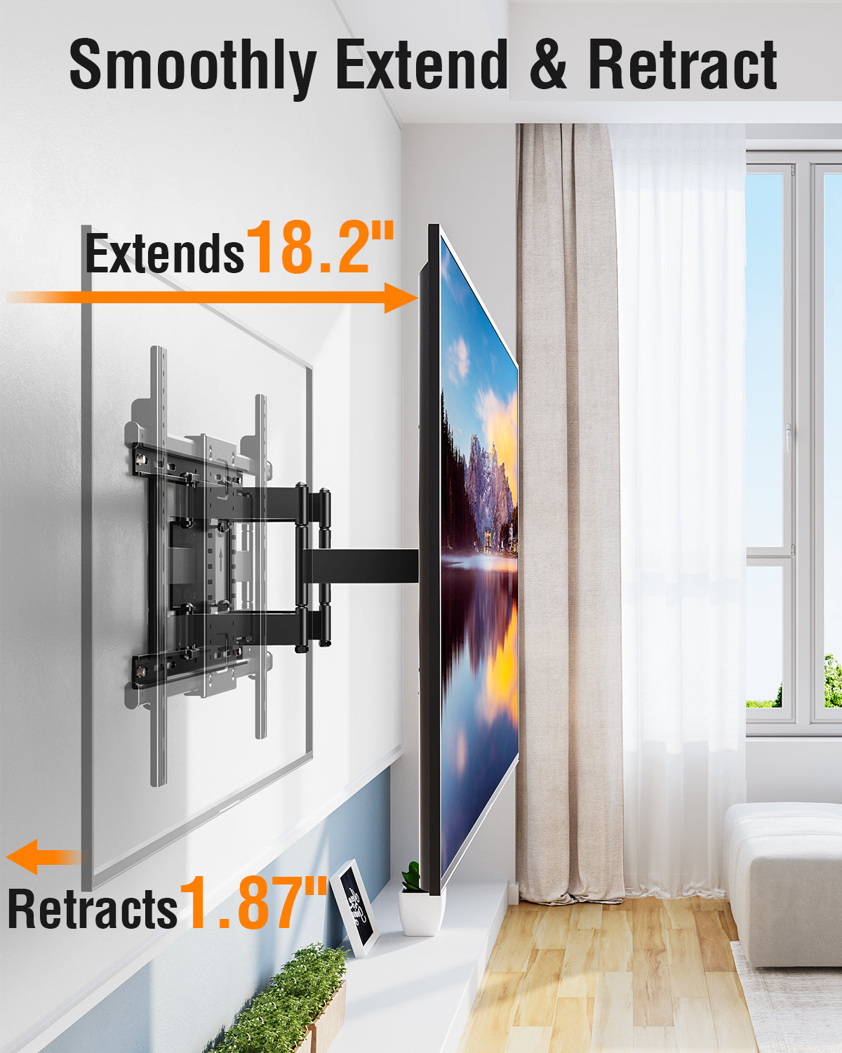 ELIVED Heavy Duty TV Mount for Most 50-110 inch tvs, Holds up to 250 lbs, Full Motion TV Wall Mount Swivel and Tilt, Slim Wall Mount Bracket Max VESA 800x600mm, Fits 12"/16"/18"/24" Studs