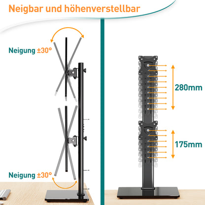 ELIVED Dual Monitor Ständer für Zwei Bildschirme bis zu 32 Zoll bis zu 15KG