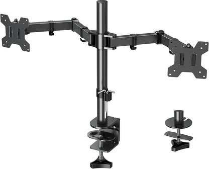 ELIVED Monitor Mount 2 Monitors for 13-32 Inch LED/LCD Screen from VESA 75/100, Dual Monitor Mount Tilting 160° Swivel 180° Height Adjustable Monitor Arm Desk 8 kg per Arm