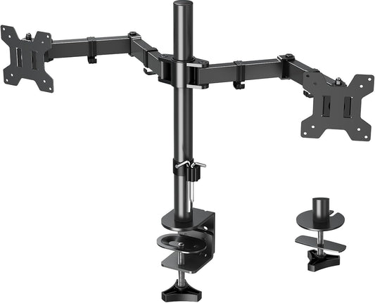 ELIVED Monitor Mount 2 Monitors for 13-32 Inch LED/LCD Screen from VESA 75/100, Dual Monitor Mount Tilting 160° Swivel 180° Height Adjustable Monitor Arm Desk 8 kg per Arm