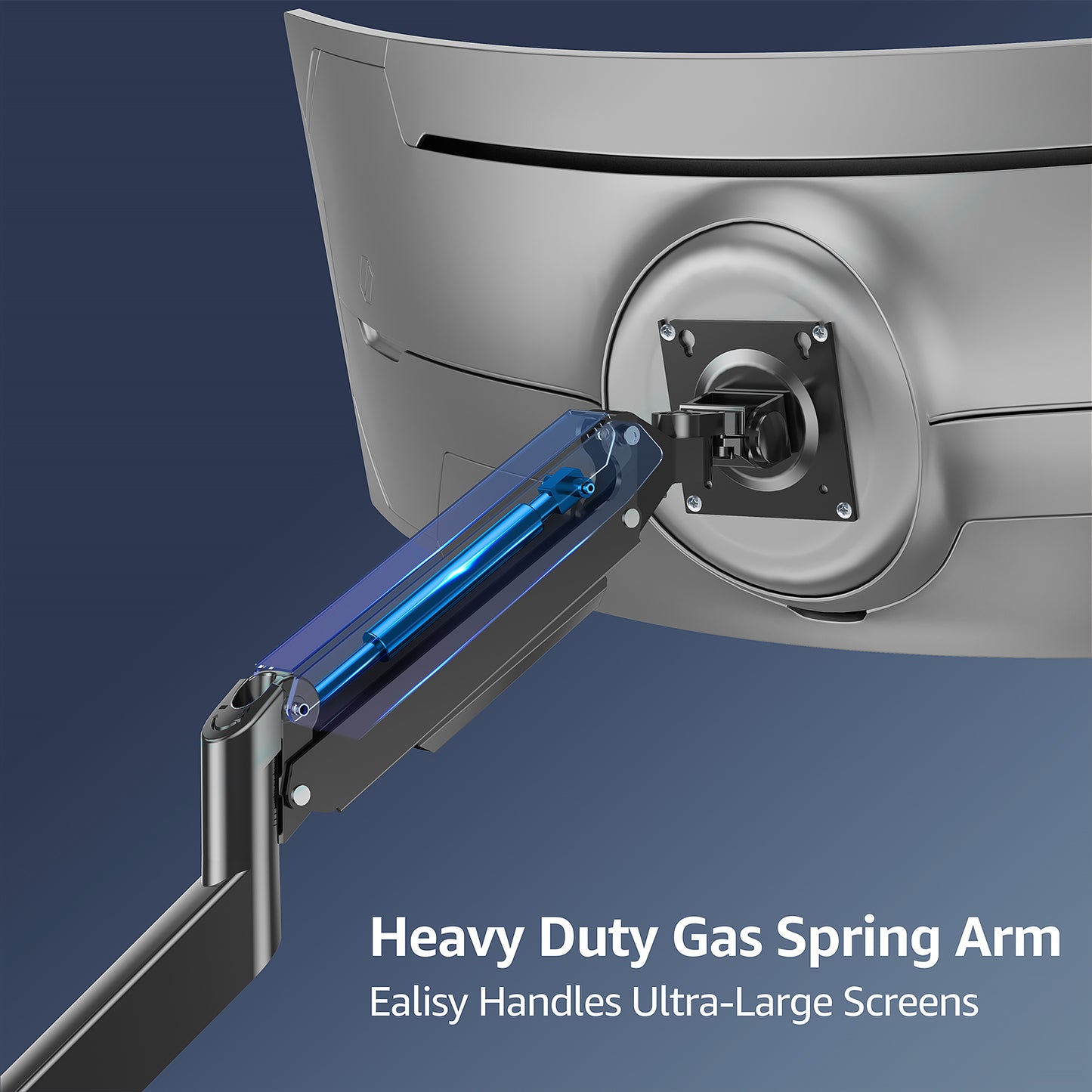ErgoFocus Heavy Duty Monitor Mount for Max 49 inch Ultrawide Screens, Hold 2.2 to 44 lbs, Premium Single Monitor Arm for Samsung Odyssey G9 and More, Adjustable Gas Spring Desk Stand, VESA Mount