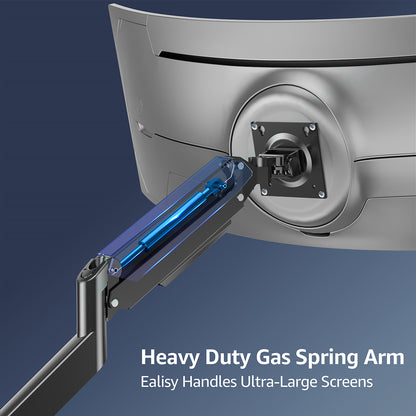 ErgoFocus Heavy Duty Monitor Mount for Max 49 inch Ultrawide Screens, Hold 2.2 to 44 lbs, Premium Single Monitor Arm for Samsung Odyssey G9 and More, Adjustable Gas Spring Desk Stand, VESA Mount