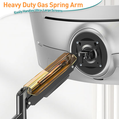ELIVED Ultrawide Monitor Arm for Max 49 Inch Screen, Heavy Duty Monitor Desk Mount Support 2-20kg, Gas Spring Computer Stand, VESA 75 & 100mm with Clamp & Grommet Base, EV3227