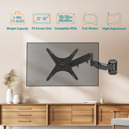 ELIVED Height Adjustable TV Wall Bracket for Most 23"-55" Flat/Curved TVs