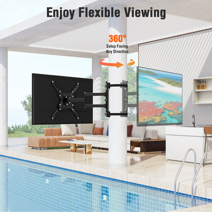 ELIVED Outdoor Pillar TV Mount for Most 26"-60" TVs, Column TV Mount Weatherproof for Gazebo Patio Pergola, No Drill tv Bracket Swivel and Tilt, Fits Multi-Shaped Poles, Max VESA 400x400mm, 77 Lbs.