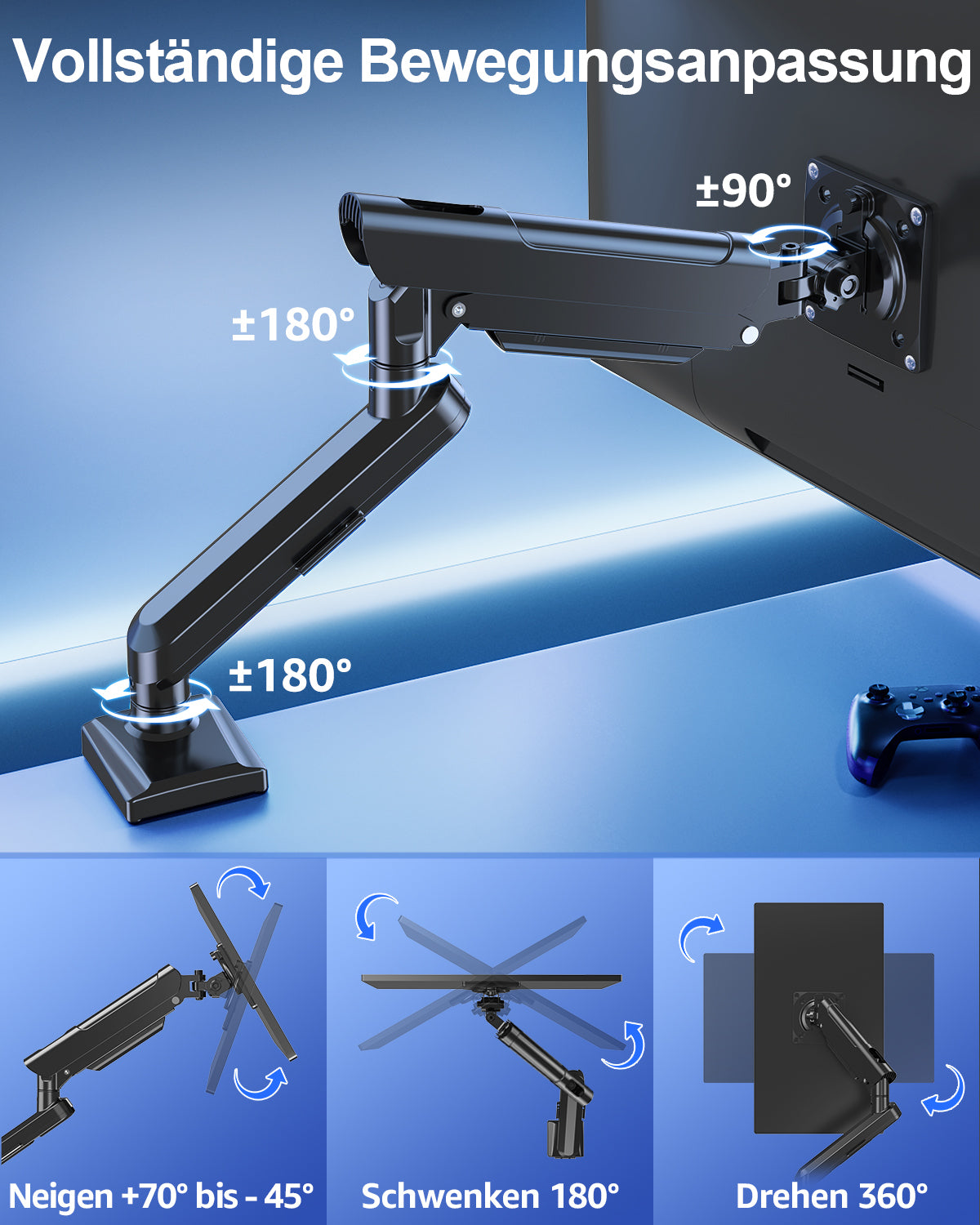 ELIVED Gaming Monitor Arm Halterung für 13-32" Bildschirme (2-9 kg)