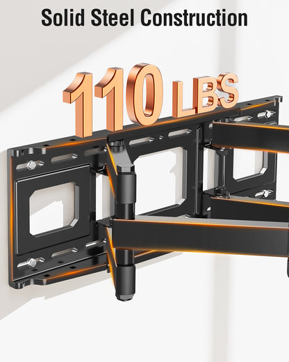 ELIVED TV Wall Mount for Most 42-82" Flat Curved TVs, Heavy Duty TV Mount with Articulating 6 Arms Hold up to 110 lbs, Full Motion Bracket Swivel, Tilt, Easy Install Fits 16" Studs, Max VESA 600x400mm