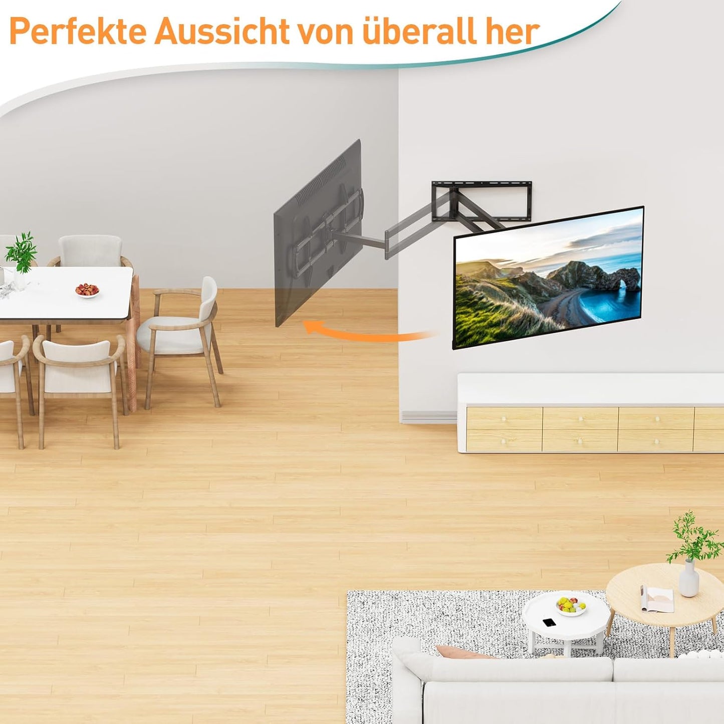 ELIVED TV Wandhalterung mit 1027mm Extra Langer Arm für die meisten 42-90 Zoll Fernseher bis 68KG, Schwenkbar Arm 1m 100cm 1000mm, Neigbare TV Halterung, Max. VESA 800x400mm, EV3029