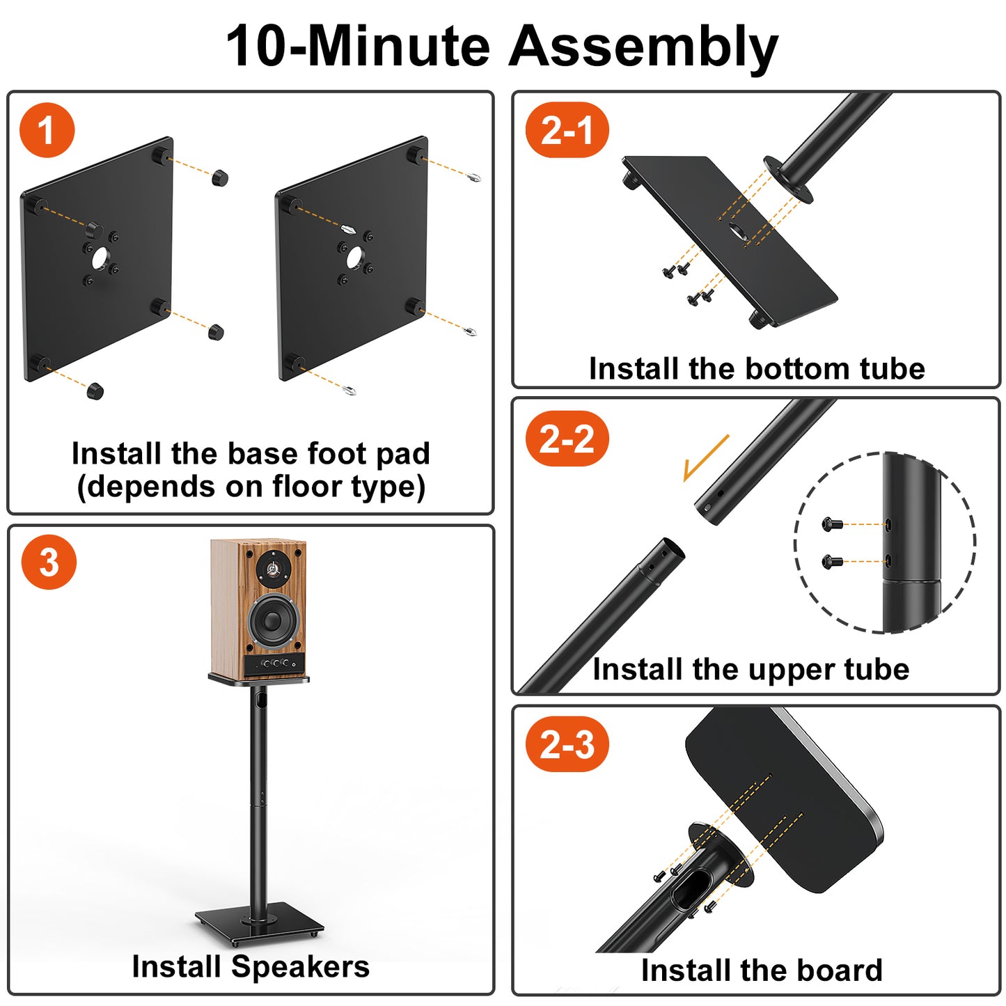 ELIVED Universal Speaker Stand Pair, 31 Inch Height Bookshelf Speaker Stands for Satellite Speaker Large Speaker Up to 22 lbs, Surround Sound Speaker Stand with Cable Management, Black, YD5022