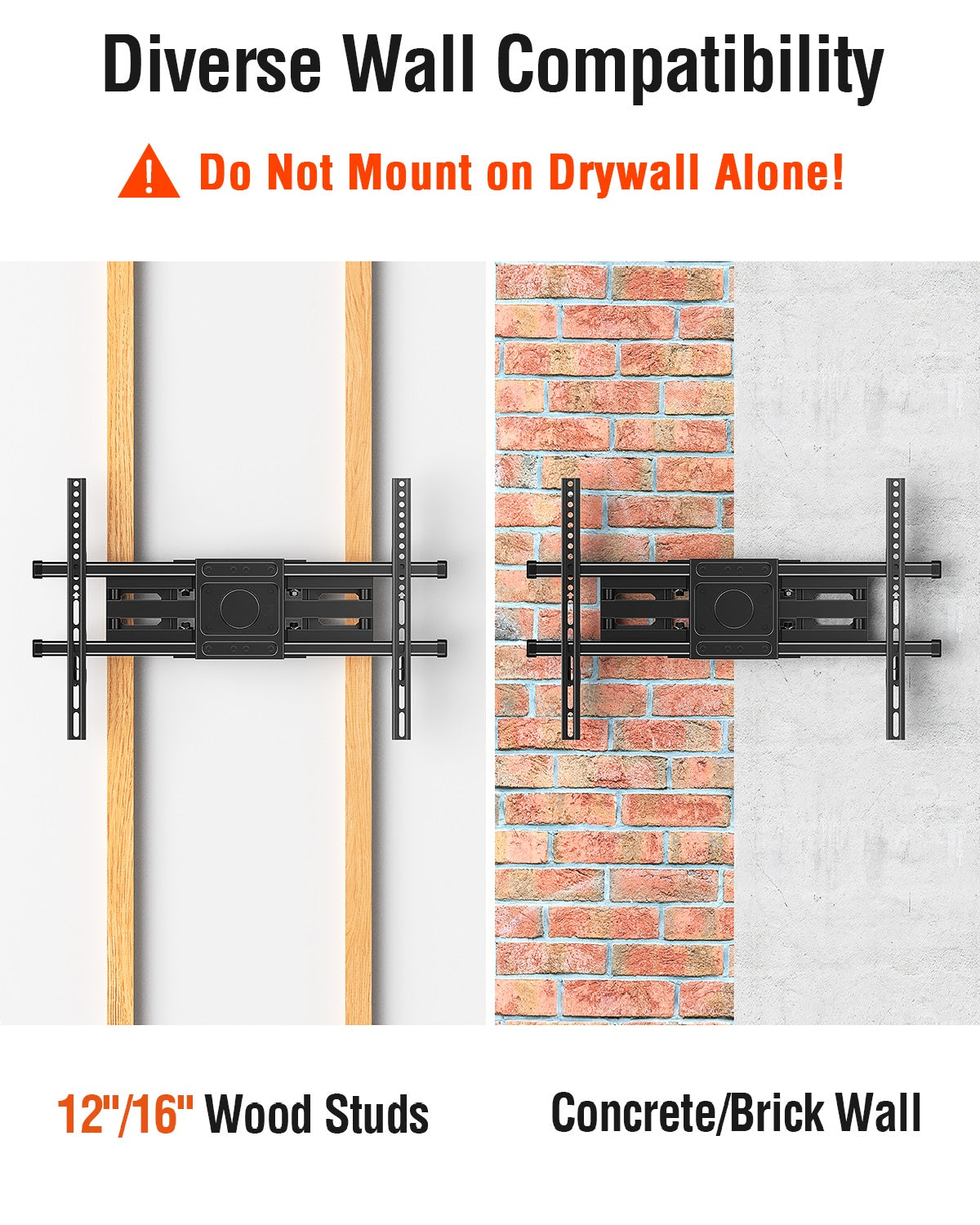ELIVED TV Wall Mount for Most 42-82" Flat Curved TVs, Heavy Duty TV Mount with Articulating 6 Arms Hold up to 110 lbs, Full Motion Bracket Swivel, Tilt, Easy Install Fits 16" Studs, Max VESA 600x400mm