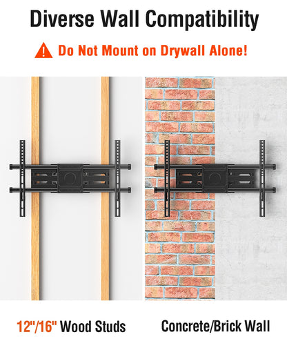 ELIVED TV Wall Mount for Most 42-82" Flat Curved TVs, Heavy Duty TV Mount with Articulating 6 Arms Hold up to 110 lbs, Full Motion Bracket Swivel, Tilt, Easy Install Fits 16" Studs, Max VESA 600x400mm