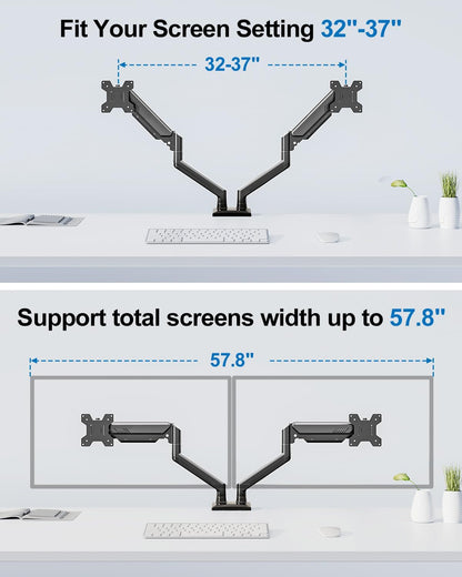 ErgoFocus Dual Monitor Mount Full Motion Monitor Desk Mounts Gas Spring Monitor Stand