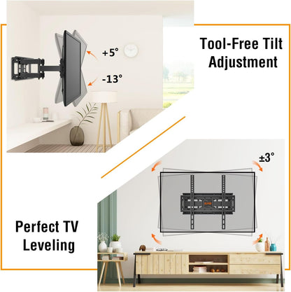 ELIVED UL Listed TV Wall Mount for Most 26-65 Inch TVs, Full Motion TV Mount with Swivel and Tilt, Wall Mount TV Bracket with Dual Articulating Arms, Max VESA 400x400mm, Holds up to 99 lbs.