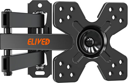 ELIVED TV Wall Mount for Most 13-30 inch TVs and Monitors, Swivel and Tilt Full Motion TV Mount Brackets, Rotation Articulating Extension Arm, Single Stud for Corner, Max VESA 100x100mm, 33 lbs.