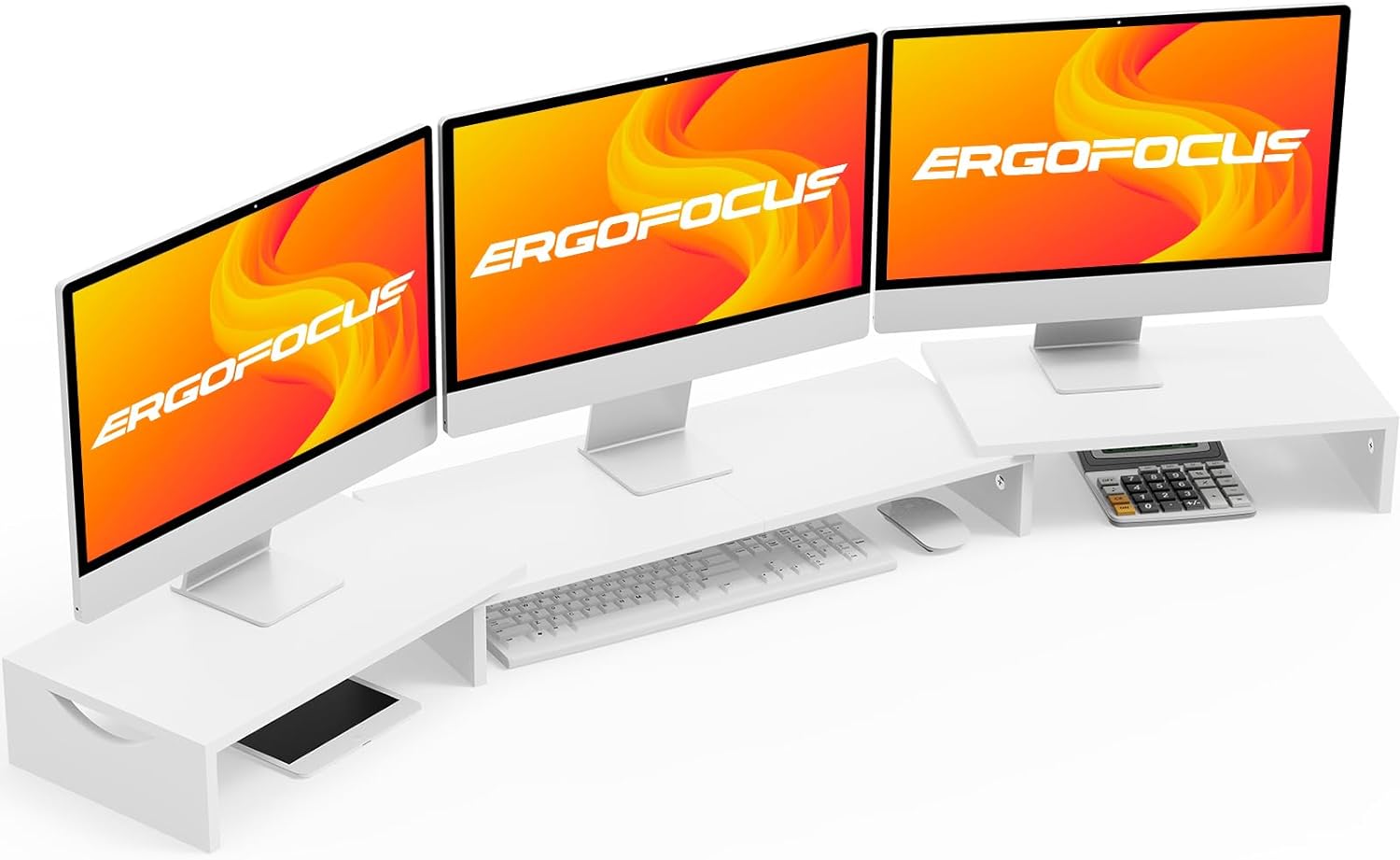 Ergofocus Triple Monitor Stand Riser, Extra Long Monitor Riser for 1~2 ...