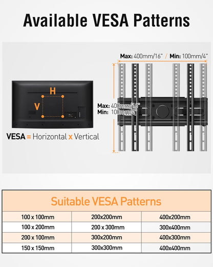 DreamAxis TV Wall Mount for Most 26-70 inch tvs, Full Motion TV Mount Swivel and Tilt, Wall Mount Bracket Max VESA 400x400mm, Holds up to 99 lbs, Fits 8” 12” 16" Wood Studs.