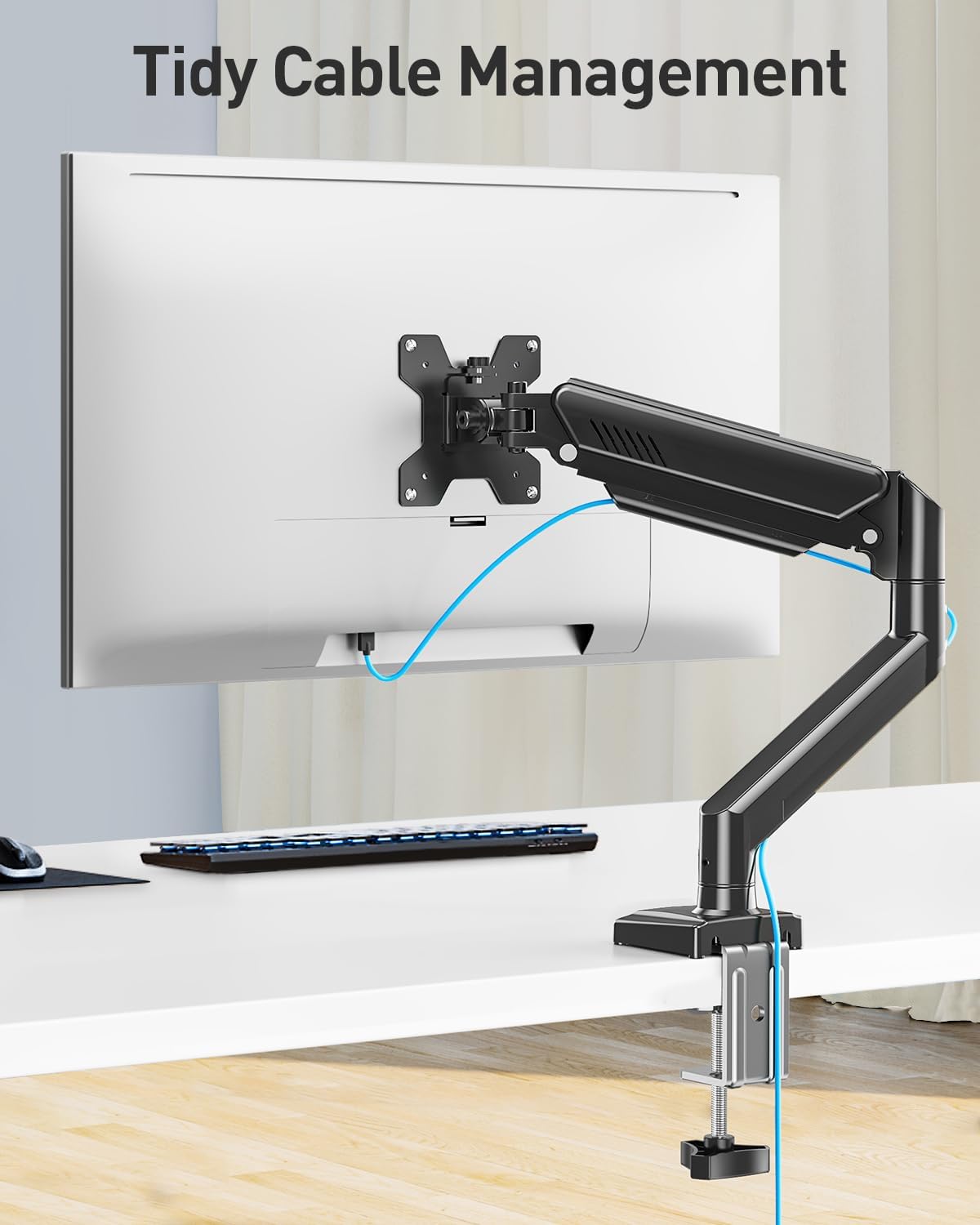 ErgoFocus Single Monitor Mount Arm Fits Monitor Full Motion Gas Spring Monitor Desk Mount