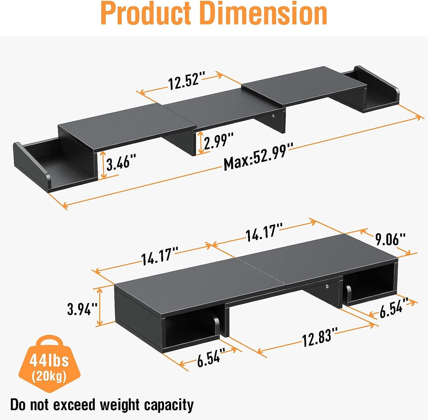 ELIVED Dual Monitor Stand Riser with Two Swivel Drawers, Monitor Stand with Adjustable Length and Angle, Monitor Riser for Desk, Desktop Organizer Stand for Computer, Laptop, Screen, Printer(Black)