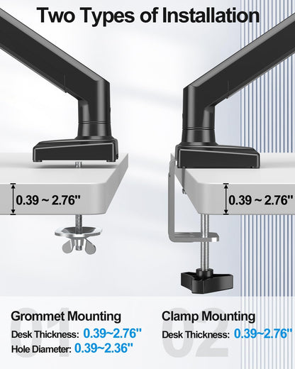 ErgoFocus Single Monitor Mount Arm Fits Monitor Full Motion Gas Spring Monitor Desk Mount