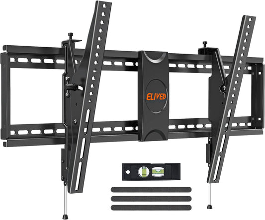 ELIVED TV Wall Mount for Most 42-86 Inch TVs, Max Load Capacity 120 lbs. Tilting TV Mount with Level Adjustment, TV Brackets for Wall Mount Max VESA 800x400mm, Fits 8-32 Inch Studs.