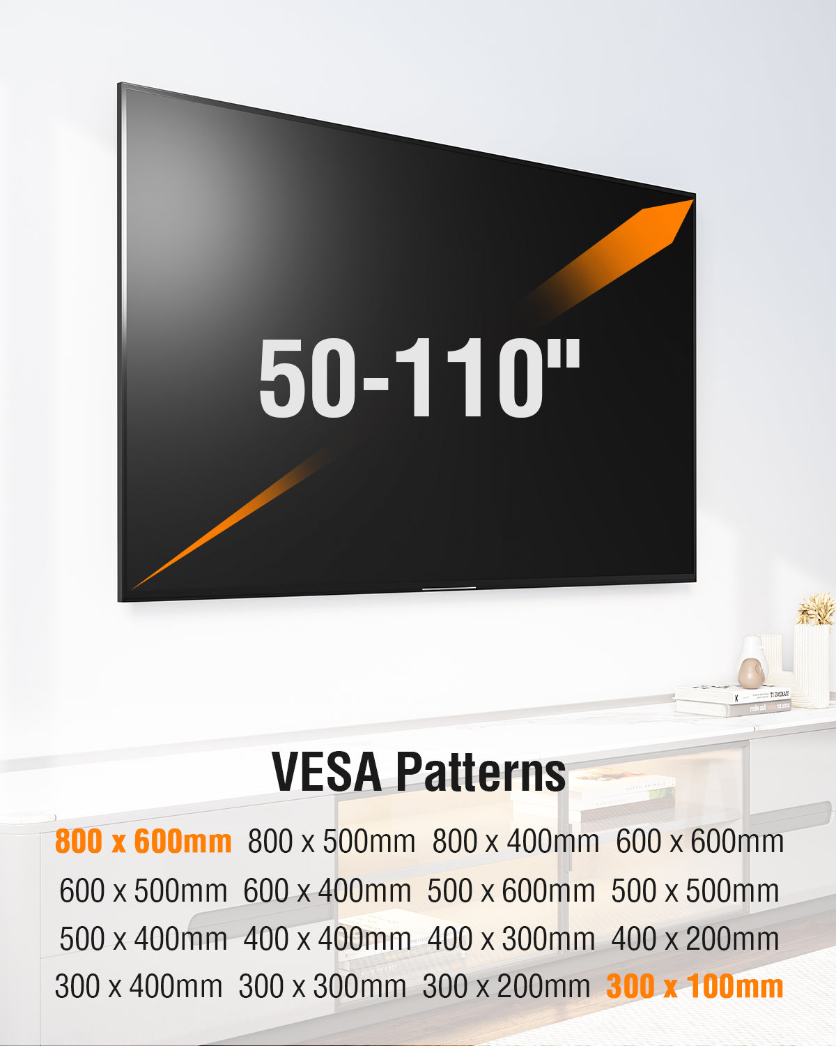 ELIVED Heavy Duty TV Mount for Most 50-110 inch tvs, Holds up to 250 lbs, Full Motion TV Wall Mount Swivel and Tilt, Slim Wall Mount Bracket Max VESA 800x600mm, Fits 12"/16"/18"/24" Studs