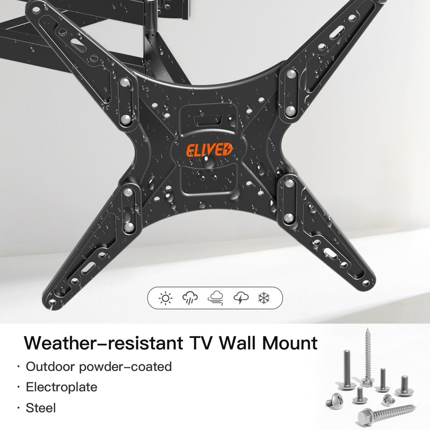 ELIVED Outdoor Long Arm TV Wall Mount for Most 26-65 Inch TVs, 37.4 Inch Long Extension TV Mount Swivel and Tilt, Max VESA 400x400mm, Full Motion Weatherproof Wall Mount tv Bracket Holds up to 77 lbs.  YD3018-OD