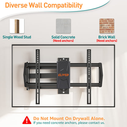 ELIVED 813mm Long Arm TV Wall Bracket for Most 37-75 Inch TVs, Universal Long Extension Arm Corner TV Wall Mount, With Tilt, Swivel, Up to 45 kg, Max VESA 600x400mm