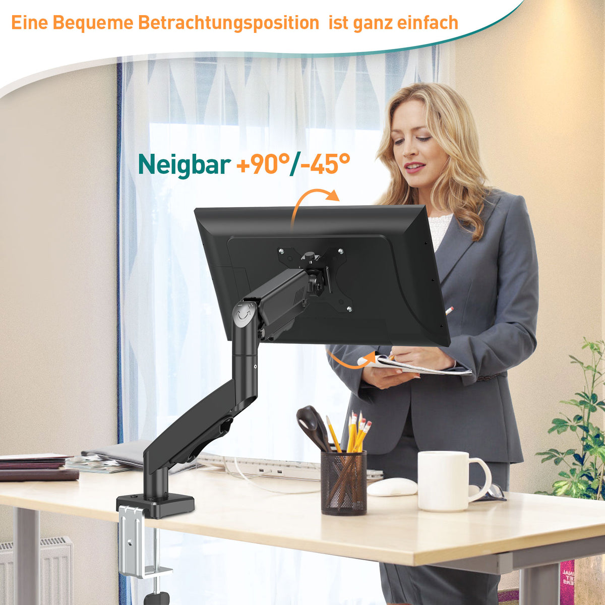 ELIVED Monitor Halterung für 13-32" Bildschirme bis zu 9kg, VESA 75/100mm