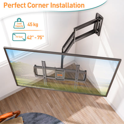 ELIVED 962mm Long Arm TV Wall bracket for Most 42-75 Inch TVs, Long Extension Corner TV Mount, Full Motion Wall Mount Bracket Swivel and Tilt, Holds up to 45KG. Max VESA 600x400mm