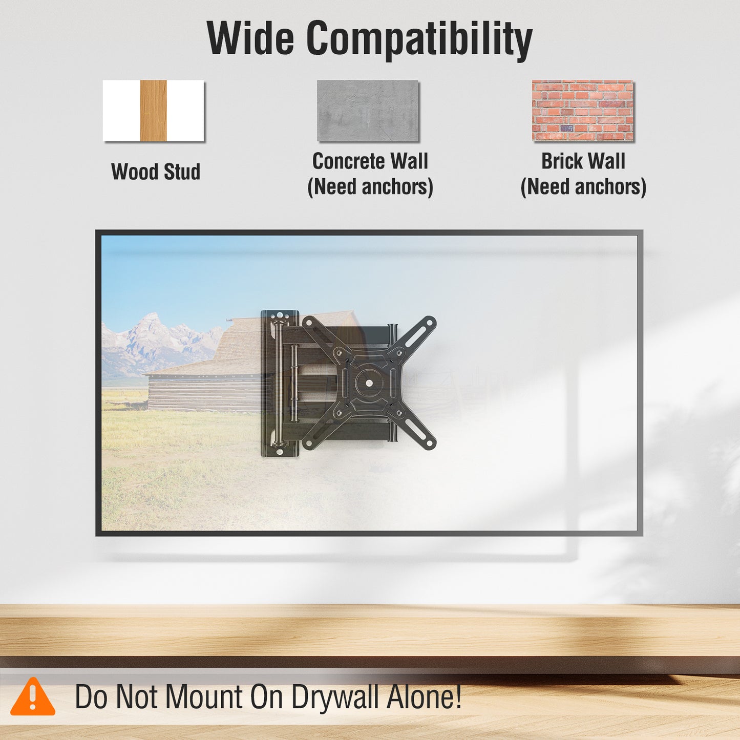 ELIVED Long Arm TV Wall Mount for Most 14-42 Inch tvs & Monitors, 21.7 Inch Long Extension TV Mount Swivel and Tilt, Full Motion Wall Mount tv Bracket Fit Max VESA 200x200mm, Holds up to 44 lbs