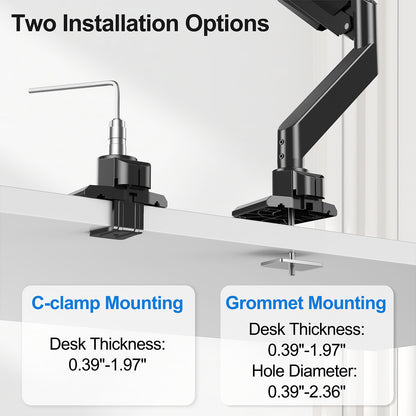 ErgoFocus Heavy Duty Monitor Mount for Max 49 inch Ultrawide Screens, Hold 2.2 to 44 lbs, Premium Single Monitor Arm for Samsung Odyssey G9 and More, Adjustable Gas Spring Desk Stand, VESA Mount