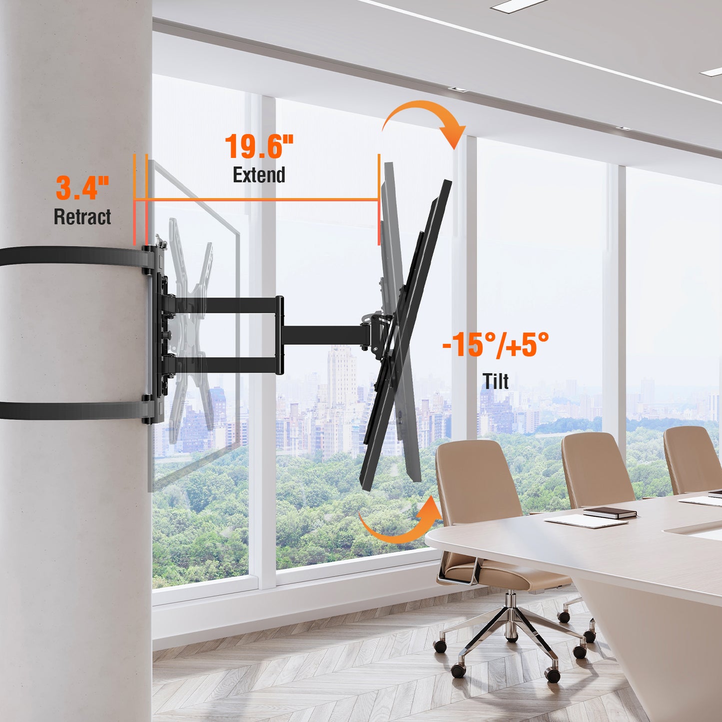 ELIVED Pillar TV Mount for Most 26"-60" TVs, Column TV Mount for Gazebo Patio Pergola, No Drill Full Motion tv Bracket Swivel and Tilt, Fits Multi-Shaped Poles, Max VESA 400x400mm, 77 Lbs. YD0084