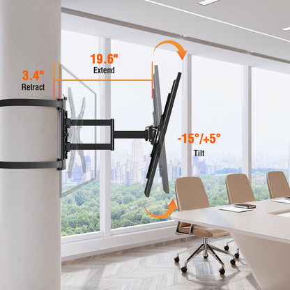 ELIVED Pillar TV Mount for Most 26"-60" TVs, Column TV Mount for Gazebo Patio Pergola, No Drill Full Motion tv Bracket Swivel and Tilt, Fits Multi-Shaped Poles, Max VESA 400x400mm, 77 Lbs. YD0084