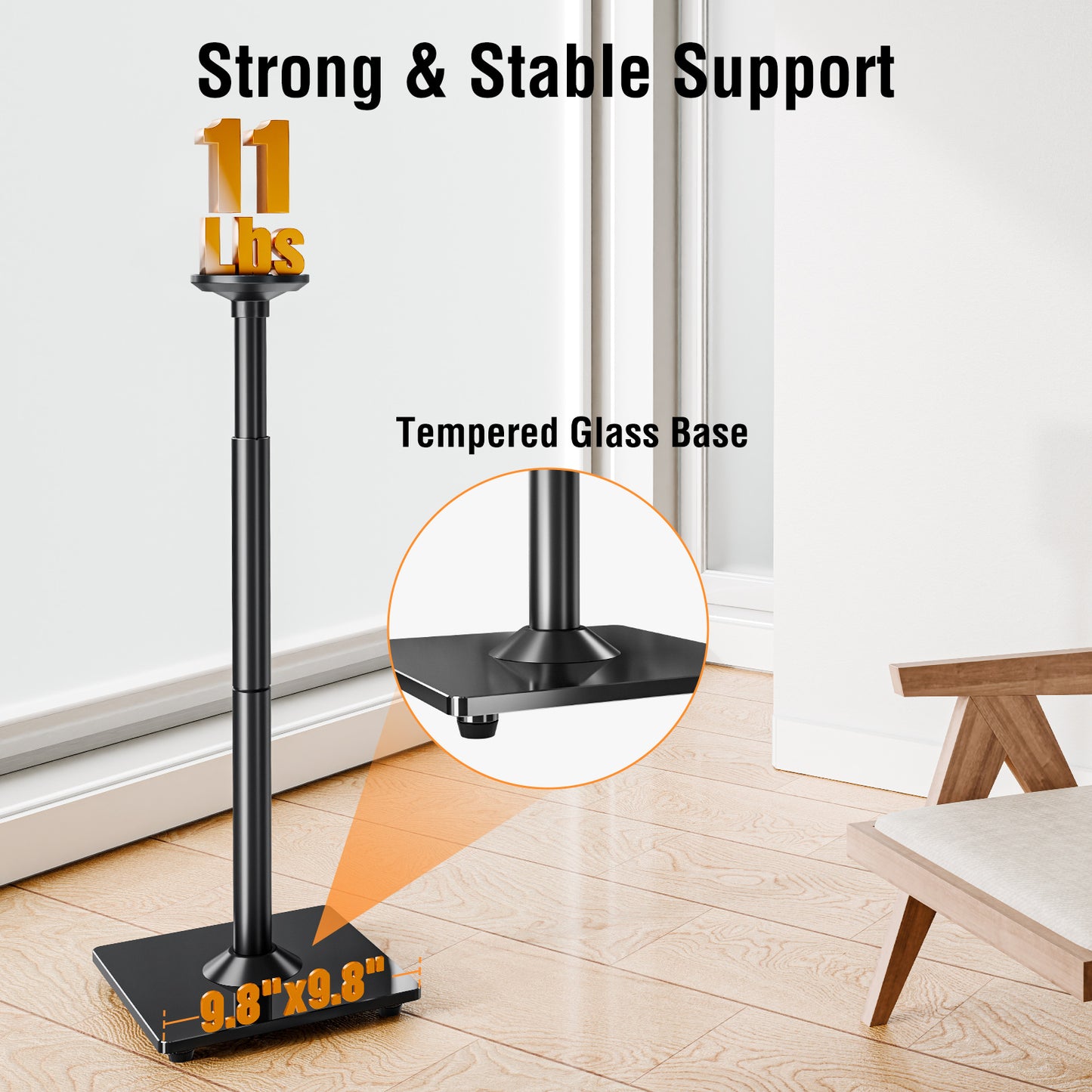 ELIVED Speaker Stands for Sonos Era 100 and Sonos One, One SL, Play:1, Height Adjustable 35"- 43.4" Speaker Stands Pair, Surround Sound Speaker Stand with Cable Management, 11 LBS Loading, YD5036