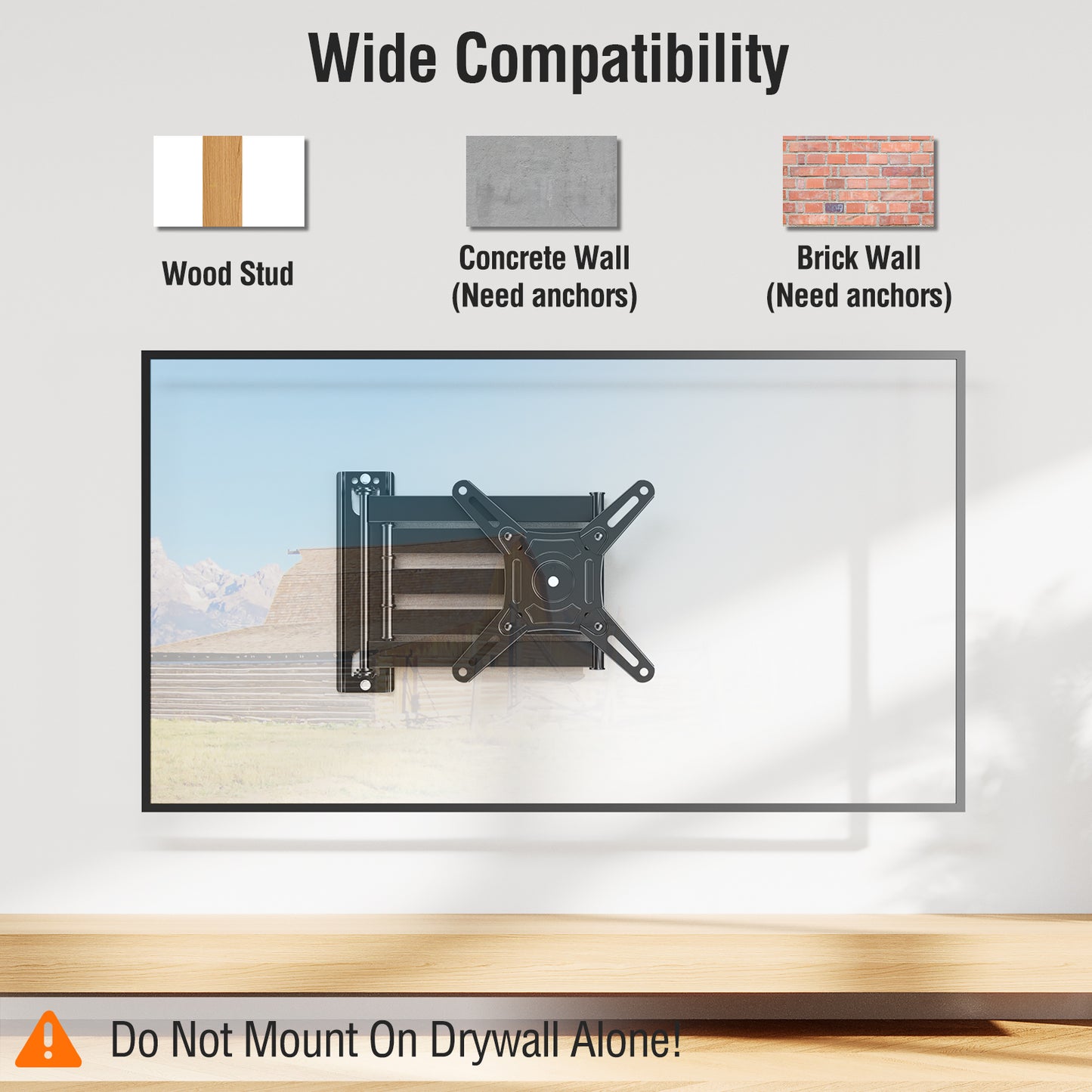 ELIVED Long Arm TV Wall Mount for Most 14-42 Inch tvs & Monitors, 29.5 Inch Long Extension TV Mount Swivel and Tilt, Full Motion Wall Mount Bracket Fit Max VESA 200x200mm, Holds up to 44 lbs.