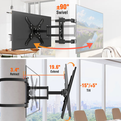 ELIVED Outdoor Pillar TV Mount for Most 26"-60" TVs, Column TV Mount Weatherproof for Gazebo Patio Pergola, No Drill tv Bracket Swivel and Tilt, Fits Multi-Shaped Poles, Max VESA 400x400mm, 77 Lbs.