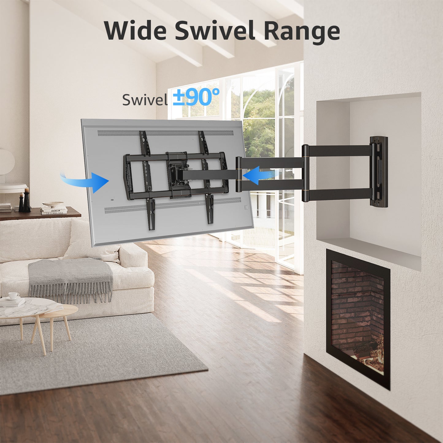 HOMOUNT Long Arm TV Wall Mount for Most 42-75 Inch TVs, 37.9" Full Motion Corner Wall Mount TV Bracket with Extension & Tilt & Swivel Articulating Arm, Max VESA 600x400mm and Up to 99 lbs