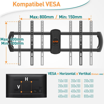 ELIVED TV Wandhalterung mit 1027mm Extra Langer Arm für die meisten 42-90 Zoll Fernseher bis 68KG, Schwenkbar Arm 1m 100cm 1000mm, Neigbare TV Halterung, Max. VESA 800x400mm, EV3029
