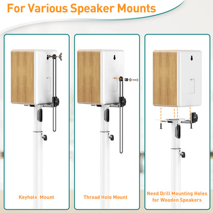 ELIVED Speaker Stands Height-Adjustable for Satellites up to 5 kg, Set of 2 Floor Stands, Universal Compatible with Samsung Sony, Holds Satellite & Small Bookshelf Speakers, White EV5032W