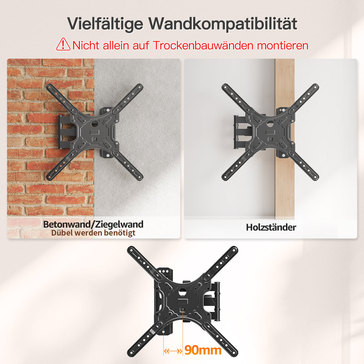 ELIVED TV Wandhalterung Schwenkbar Neigbar TV Halterung für 26-60'' TVs