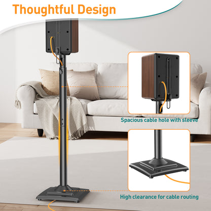 ELIVED Speaker Stands Height-Adjustable for Satellites up to 5 kg, Set of 2 Floor Stands, Universal Compatible with Samsung Sony, Holds Satellite & Small Bookshelf Speakers, Black EV5032