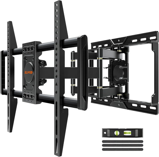 ELIVED TV Wall Mount for Most 37-82 Inch OLED QLED TVs, 8 Ball Bearings Smooth Swivel Extend for Ultra Slim Screens, Full Motion Wall Mount TV Bracket Max VESA 600x400mm, 100 lbs. Fits 16" Wood Studs