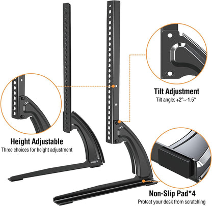 ELIVED Universal Table Top TV Stand for Most 27 to 55 inch LCD LED Plasma Flat Screen TVs, TV Base Height Adjustable Leg Stand Holds up to 88lbs, VESA up to 800x400mm, YD1014