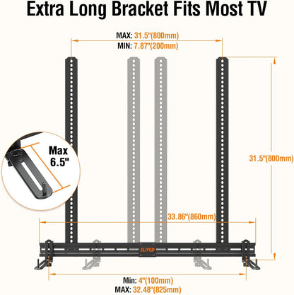 ELIVED Soundbar Mount, Soundbar Mounting Bracket Under TV, Sound Bar TV Mount with L-Brackets Swivel to fit Soundbars with/Without Holes, 31.5" Long Brackets for Most TVs, 15 Lbs Loading, YD5012