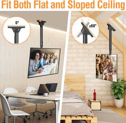 ELIVED Ceiling TV Mount Fits Most 26-65 Inch LED, LCD OLED Flat Screen TVs, Full Motion Height Adjustable TV Mount Bracket, Swivel and Tilt TV Bracket, Max VESA 400x400mm, Holds up to 99 lbs.