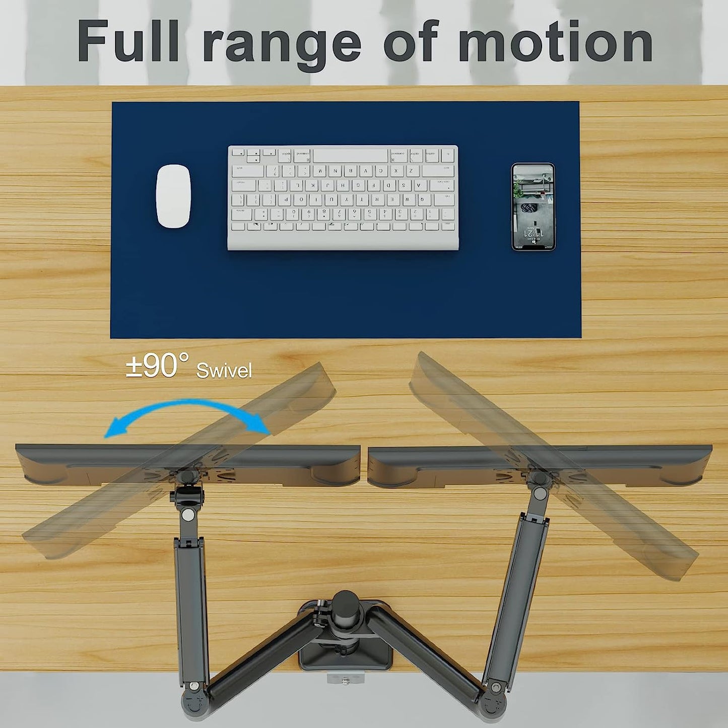 ErgoFocus Dual Monitor Mount for 13 to 32" Computer Screen, Gas Spring Monitor Stands for 2 Monitors Hold up to 19.8lbs Each, Height Adjustable Dual Monitor Desk Mount, VESA Mount 75x75/100x100 mm